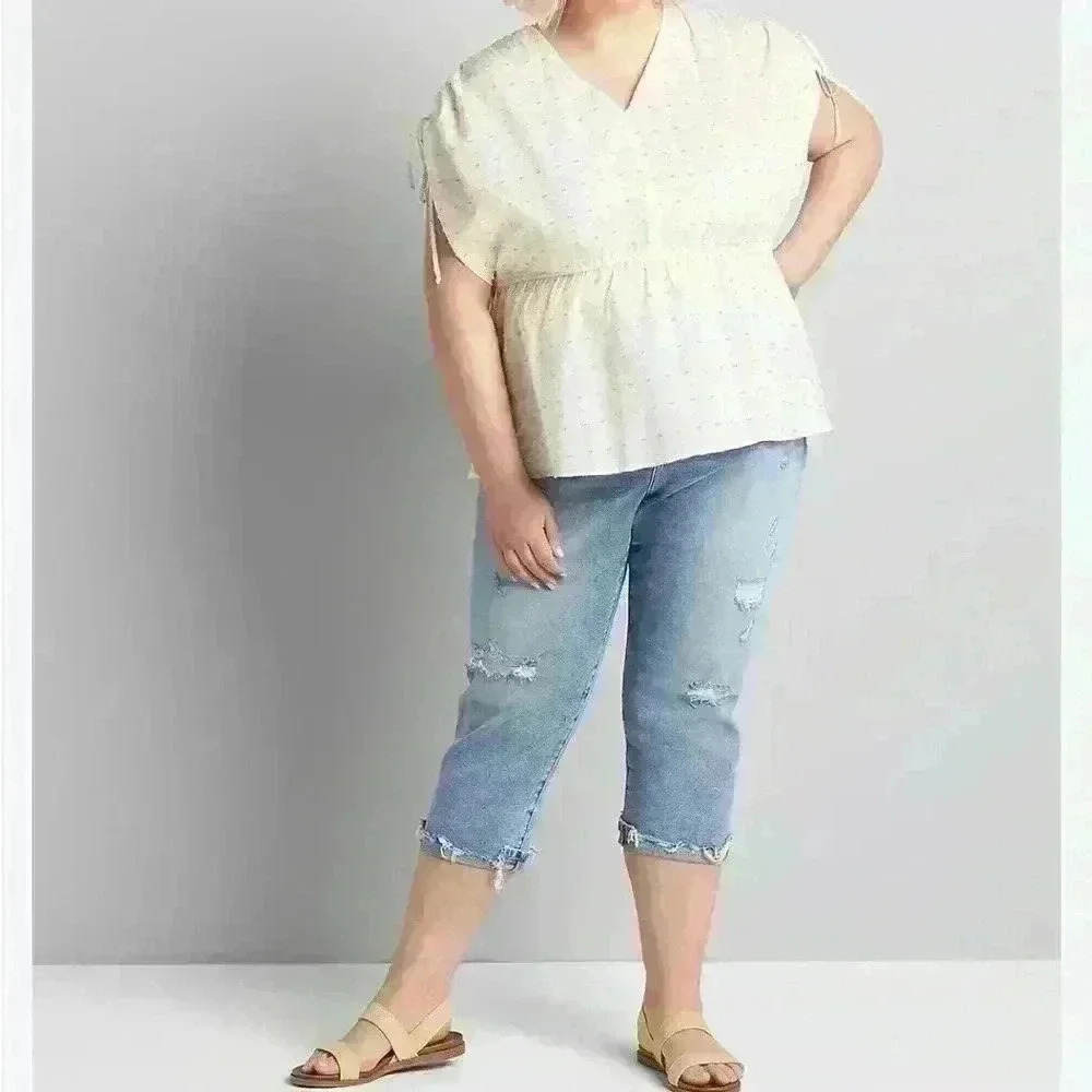 Lane Bryant Dolman Sleeve Peplum Top White sz 22-24‎